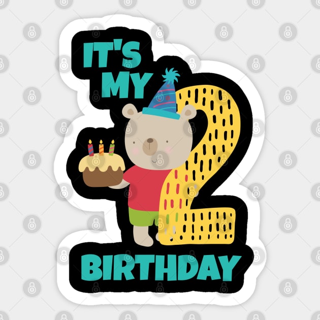 It's My 2nd Birthday, Happy 2nd Birthday, Happy second Birthday Bear Design for boys and girls Sticker by maro_00